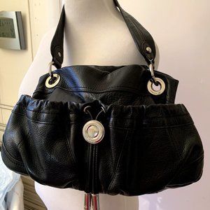 B.MAKOWSKY GENUINE BLACK LEATHER SHOULDER HANDBAG